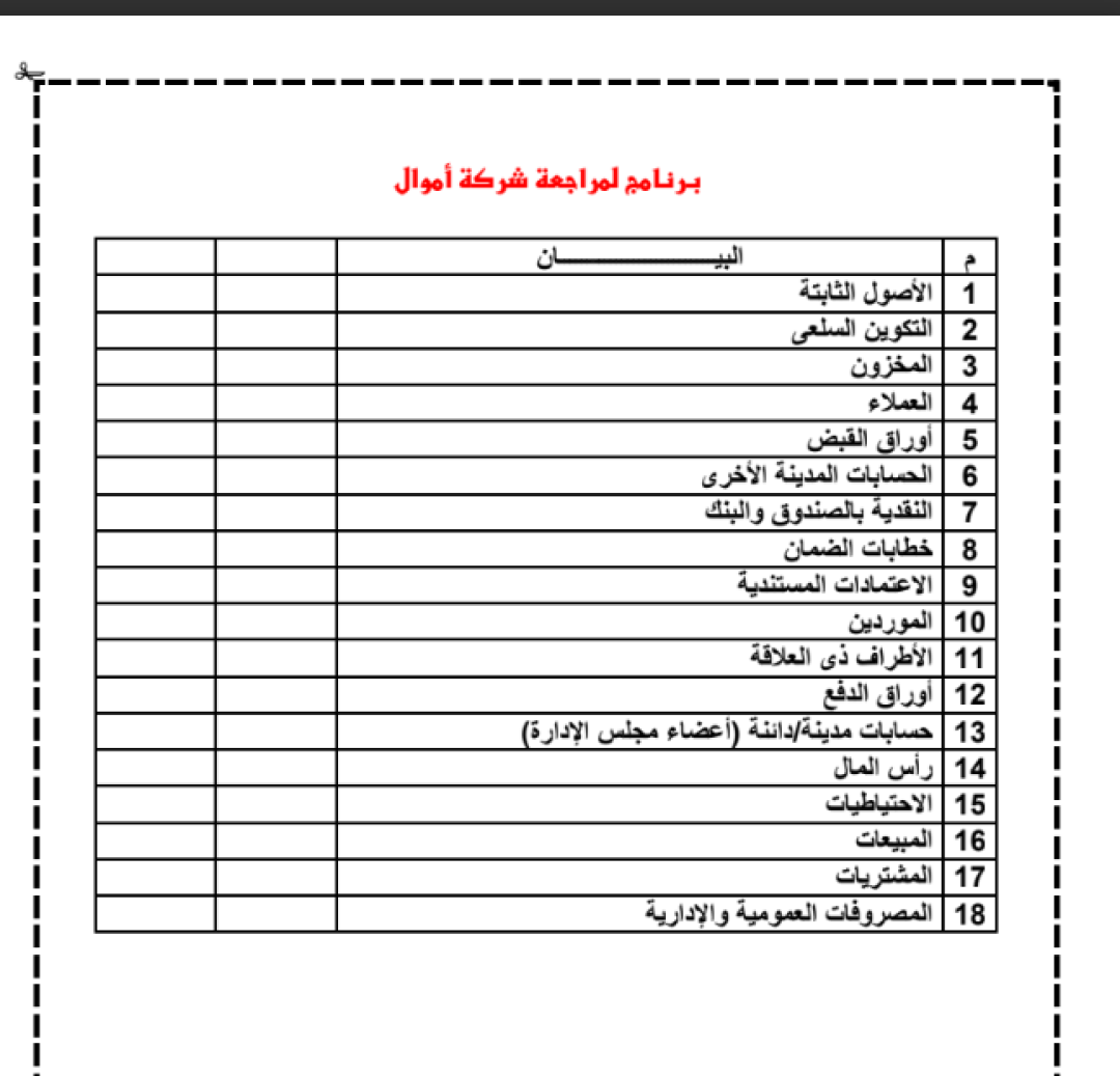 برنامج لمراجعة شركات اموال