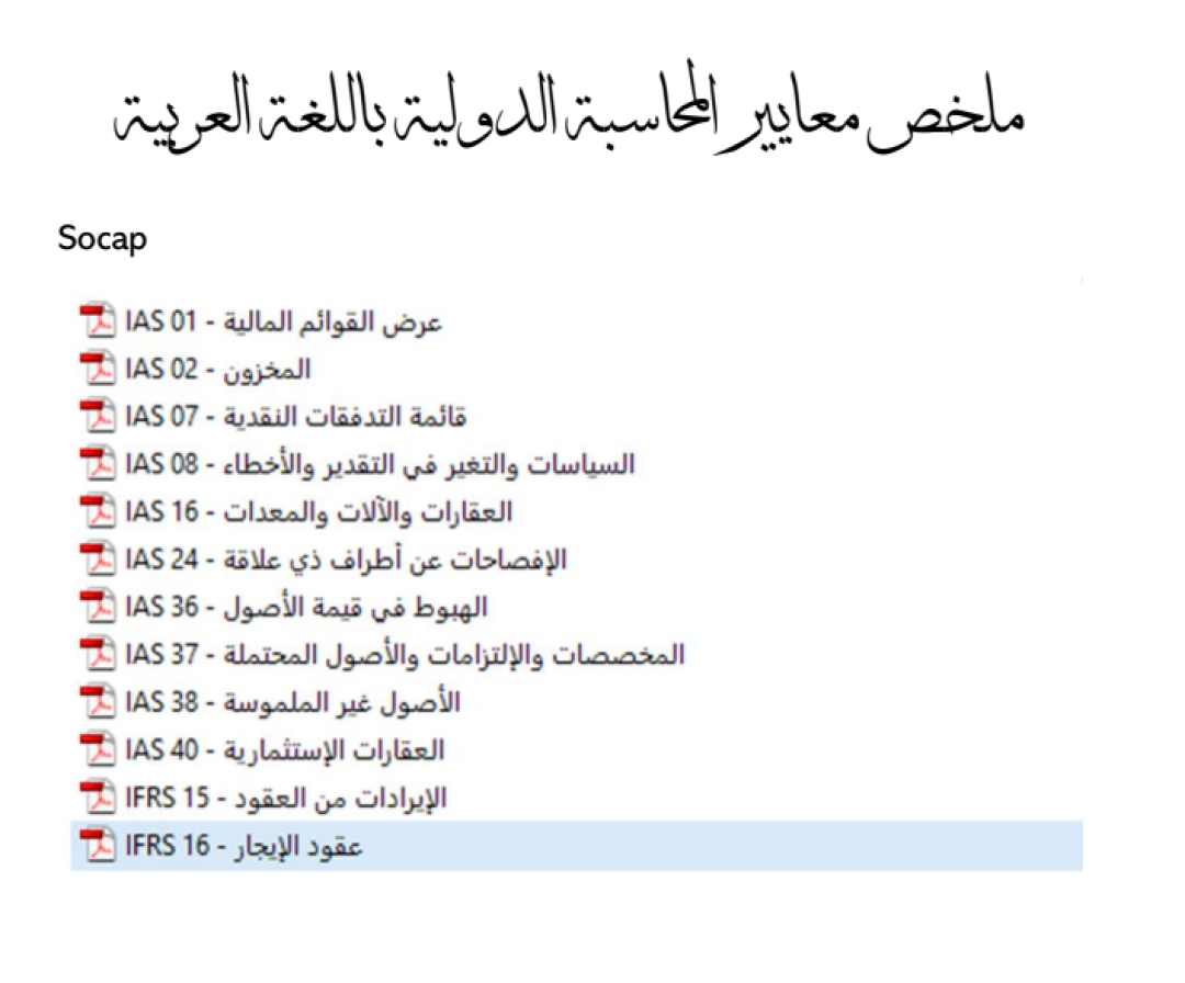 ملخص لمعايير المحاسبية الدولية