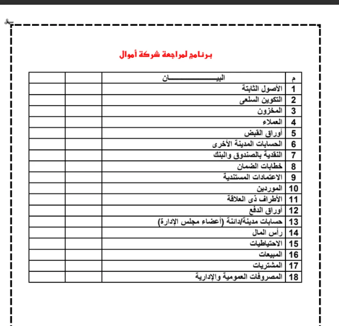 برنامج لمراجعة شركات اموال